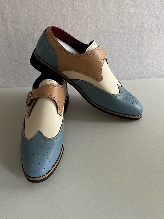 Other - 🔥Brogue Wingtip Spectator Loafers Blue/Beige/Cream NWT – US 9.5/10 (EU size 43)